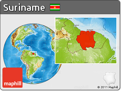 Physical Location Map of Suriname