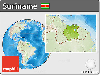 Physical Location Map of Suriname, lighten, land only