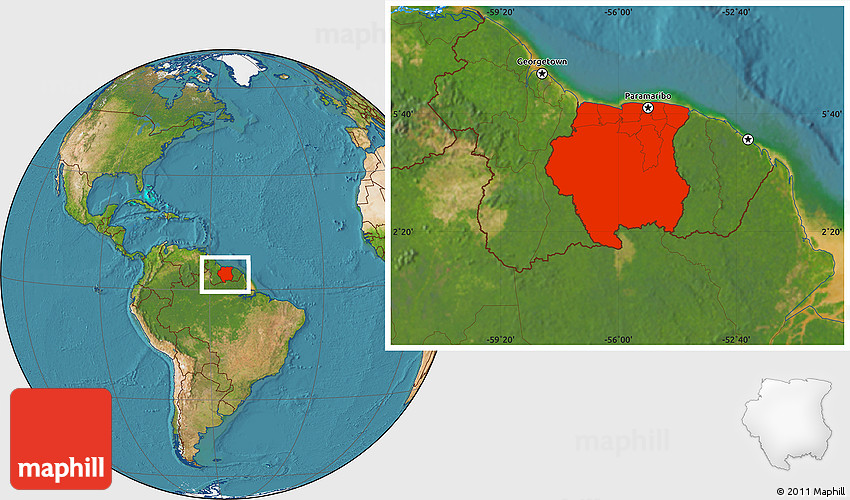 suriname location on world map Satellite Location Map Of Suriname suriname location on world map