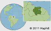 Satellite Location Map of Suriname, savanna style outside