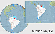 Savanna Style Location Map of Suriname, highlighted continent, within the entire continent, hill shading