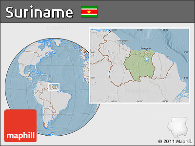 Savanna Style Location Map of Suriname, lighten, desaturated, land only, hill shading