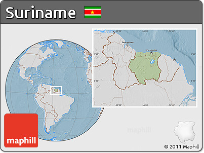 Savanna Style Location Map of Suriname, lighten, desaturated, land only, hill shading