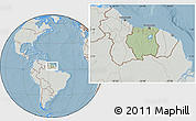 Savanna Style Location Map of Suriname, lighten, semi-desaturated, land only, hill shading