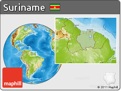 Savanna Style Location Map of Suriname, physical outside
