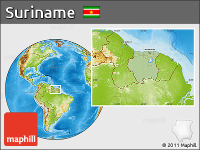 Savanna Style Location Map of Suriname, physical outside