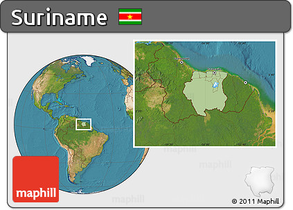 Savanna Style Location Map of Suriname, satellite outside