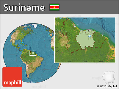 Savanna Style Location Map of Suriname, satellite outside