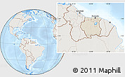 Shaded Relief Location Map of Suriname, lighten