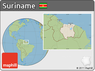 Shaded Relief Location Map of Suriname, savanna style outside