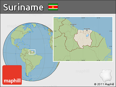 Shaded Relief Location Map of Suriname, savanna style outside