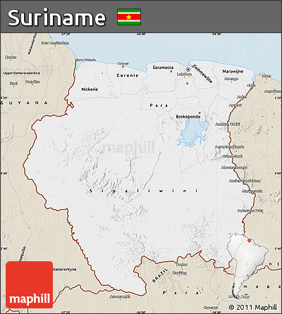 Classic Style Map of Suriname