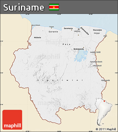 Classic Style Map of Suriname, single color outside