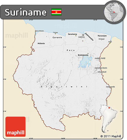 Classic Style Map of Suriname, single color outside