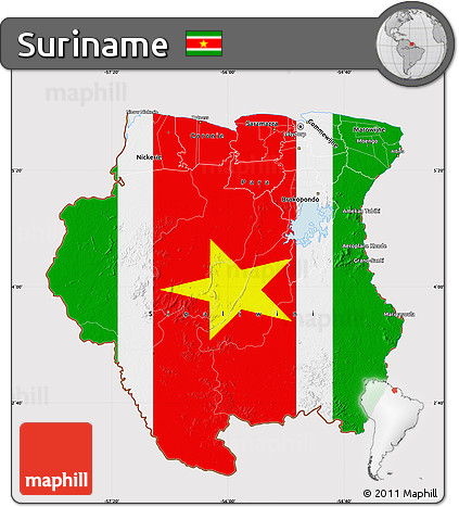 Flag Map of Suriname, flag rotated
