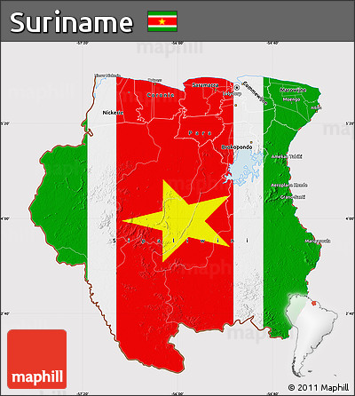 Flag Map of Suriname, flag rotated