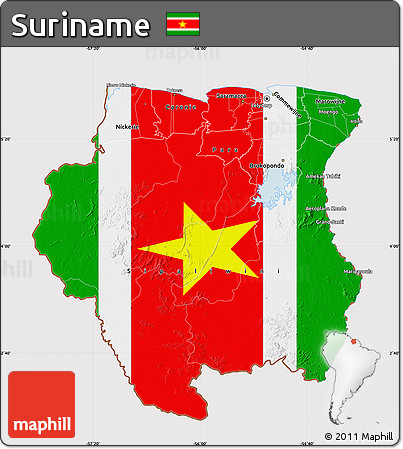 Flag Map of Suriname, flag rotated