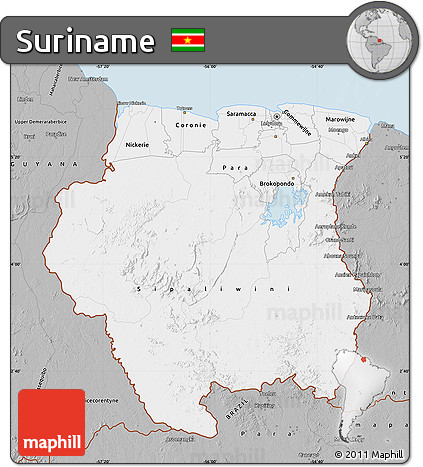 Gray Map of Suriname