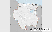 Gray Map of Suriname, single color outside