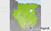 Physical Map of Suriname, desaturated, land only