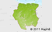 Physical Map of Suriname, single color outside, bathymetry sea