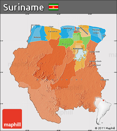 Political Map of Suriname, cropped outside