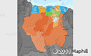 Political Map of Suriname, darken, desaturated, land only