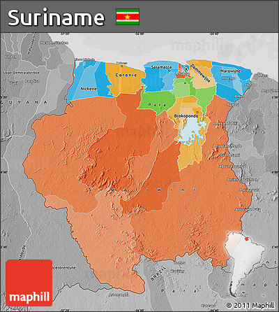 Political Map of Suriname, desaturated
