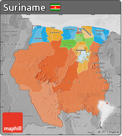 Political Map of Suriname, desaturated
