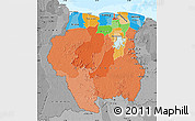 Political Map of Suriname, desaturated, land only