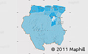 Political Shades Map of Suriname, cropped outside