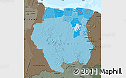 Political Shades Map of Suriname, darken, semi-desaturated, land only