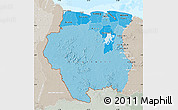 Political Shades Map of Suriname, lighten, semi-desaturated, land only