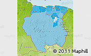 Political Shades Map of Suriname, physical outside