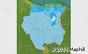 Political Shades Map of Suriname, satellite outside