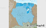 Political Shades Map of Suriname, semi-desaturated, land only