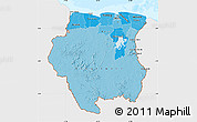 Political Shades Map of Suriname, single color outside, bathymetry sea
