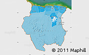 Political Shades Map of Suriname, single color outside, satellite sea