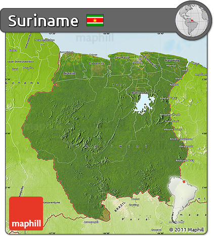 Satellite Map of Suriname, physical outside