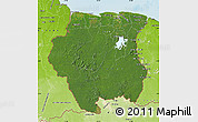 Satellite Map of Suriname, physical outside