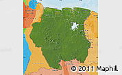 Satellite Map of Suriname, political outside