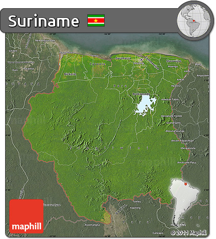 Satellite Map of Suriname, semi-desaturated