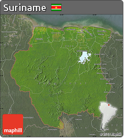 Satellite Map of Suriname, semi-desaturated