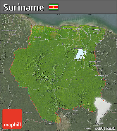 Satellite Map of Suriname, semi-desaturated