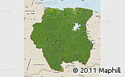 Satellite Map of Suriname, shaded relief outside