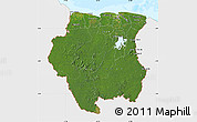 Satellite Map of Suriname, single color outside, bathymetry sea