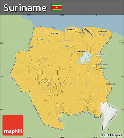 Savanna Style Map of Suriname, single color outside