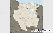 Shaded Relief Map of Suriname, darken, land only