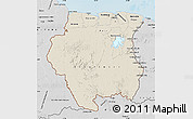 Shaded Relief Map of Suriname, desaturated, land only