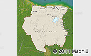 Shaded Relief Map of Suriname, satellite outside
